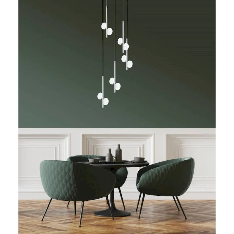 Eglo USA Olindra 10-Light LED Cascade Pendant with White and Chrome Finish