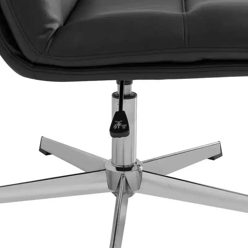 Merrick Lane Mid-Back Height-Adjustable Stationary Armless Swivel Office Chair - Padded Upholstered Wide Back and Seat, Strong Frame