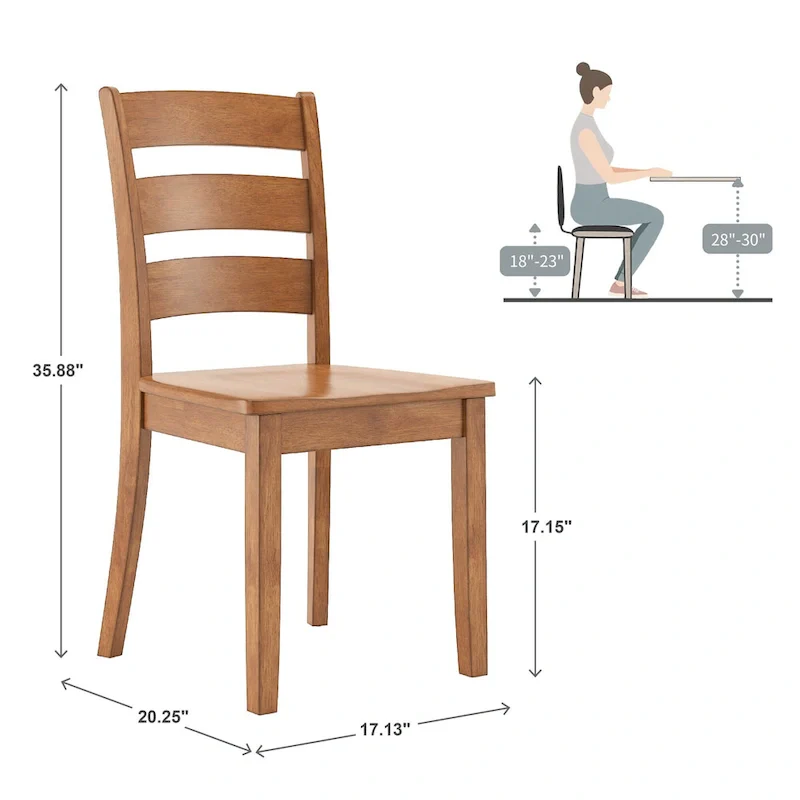 Wilmington II 48-Inch Rectangular Oak Finish 5-Piece Dining Set