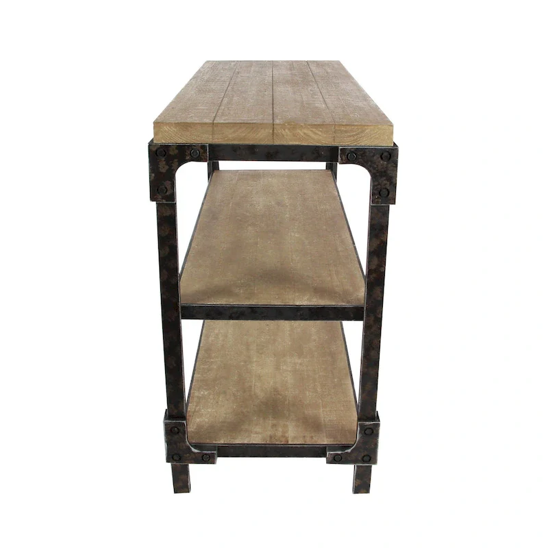 Console Table with 2 Open Shelves - Brown, 19W x 48L x 34H