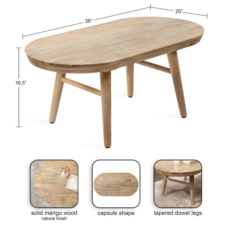 Kate and Laurel Conan Oval Wood Coffee Table