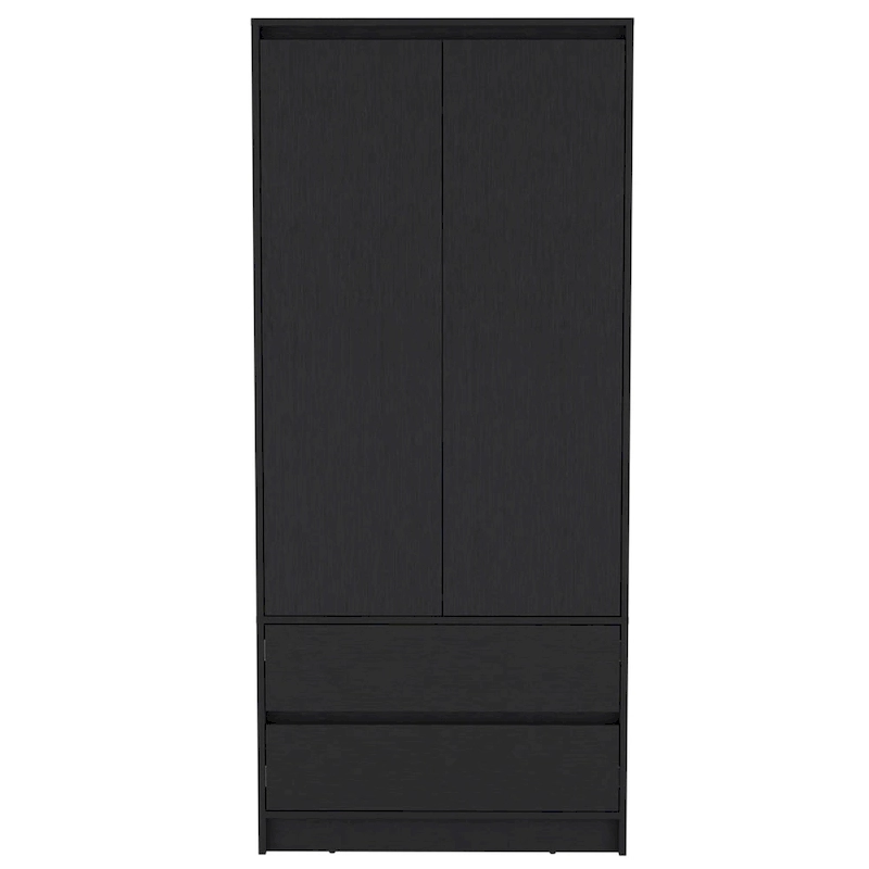 20.47  Modern Double-door Armoire with Hanging Rod and Two Drawers for Bedroom