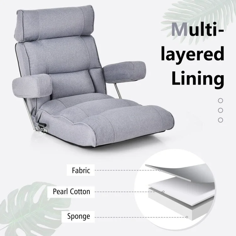 Adjustable Folding Sofa Chair with 6 Position Stepless Back - 31.5x 28.5 x 29.5