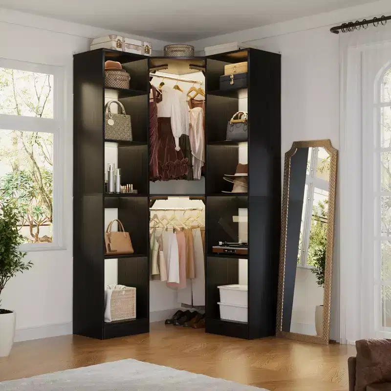 Corner Closet System with 12 Shelves