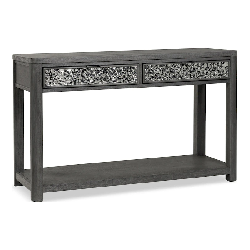 Furniture of America Piez Modern Ash Grey Wood 2-Drawer Sofa Table with Open Shelf