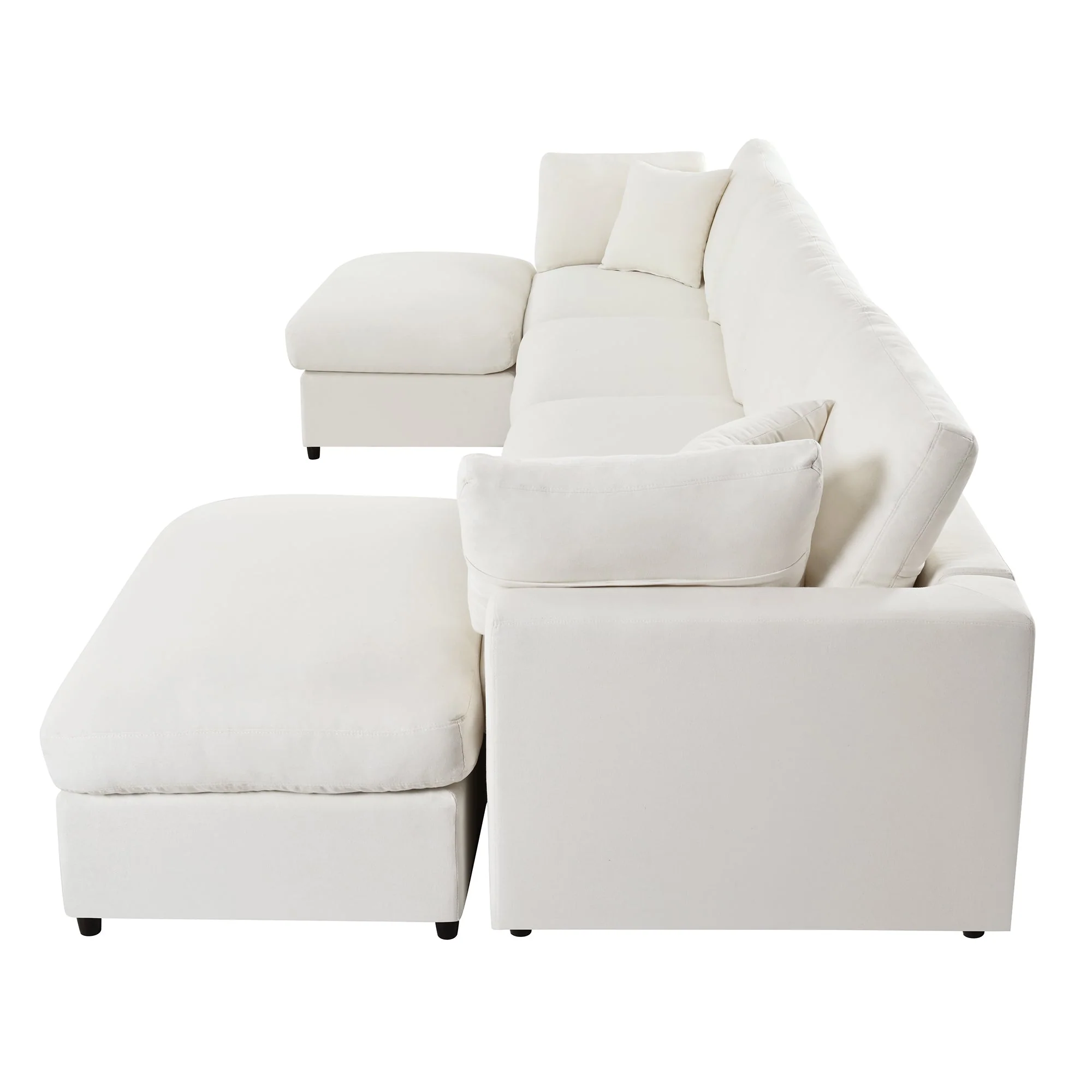 Modern Modular Chenille U-Shaped Sectional Sofa with Two Ottomans