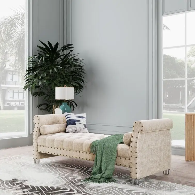 Velvet Upholstered Bench 72 - 71.0 In. W X 28.0 In. H X 29.0 In. D