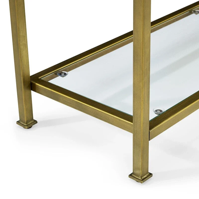 Crosley Aimee Glass/ Gold Finish Steel 3-tier Console Table