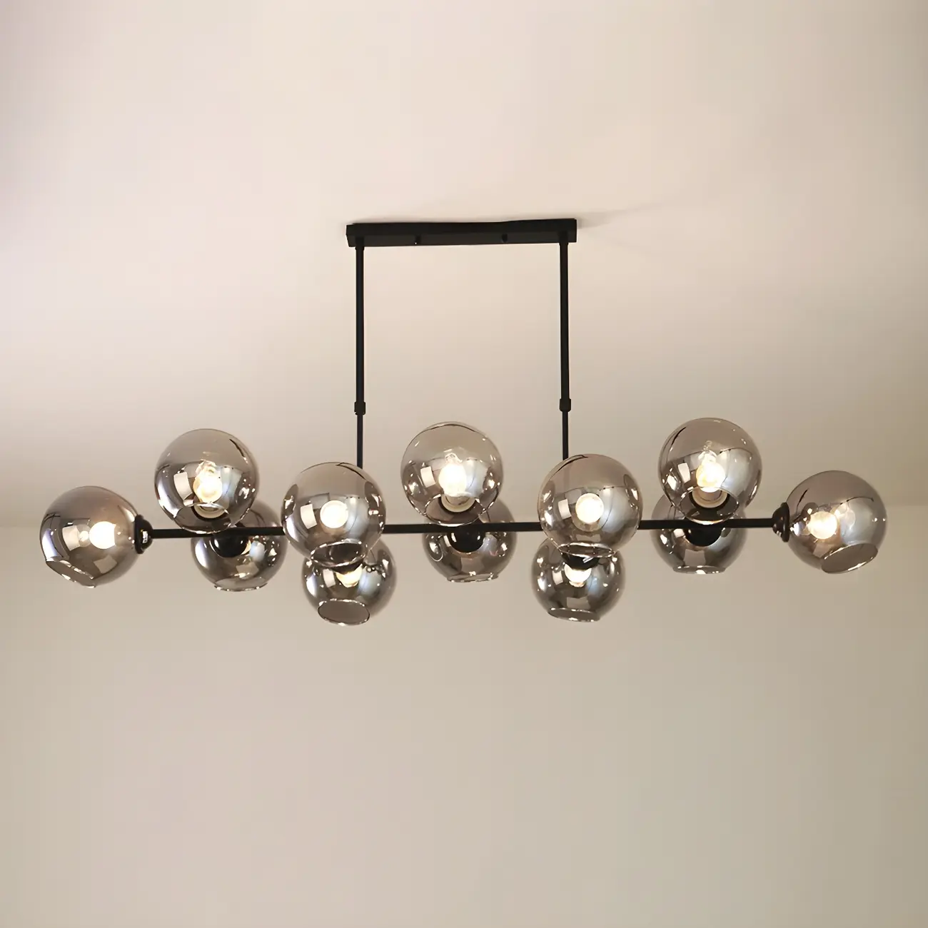 Colonial Black Glass Globe Island Pendant Light