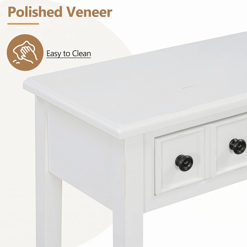 Entryway Table with 2 Drawers(White)