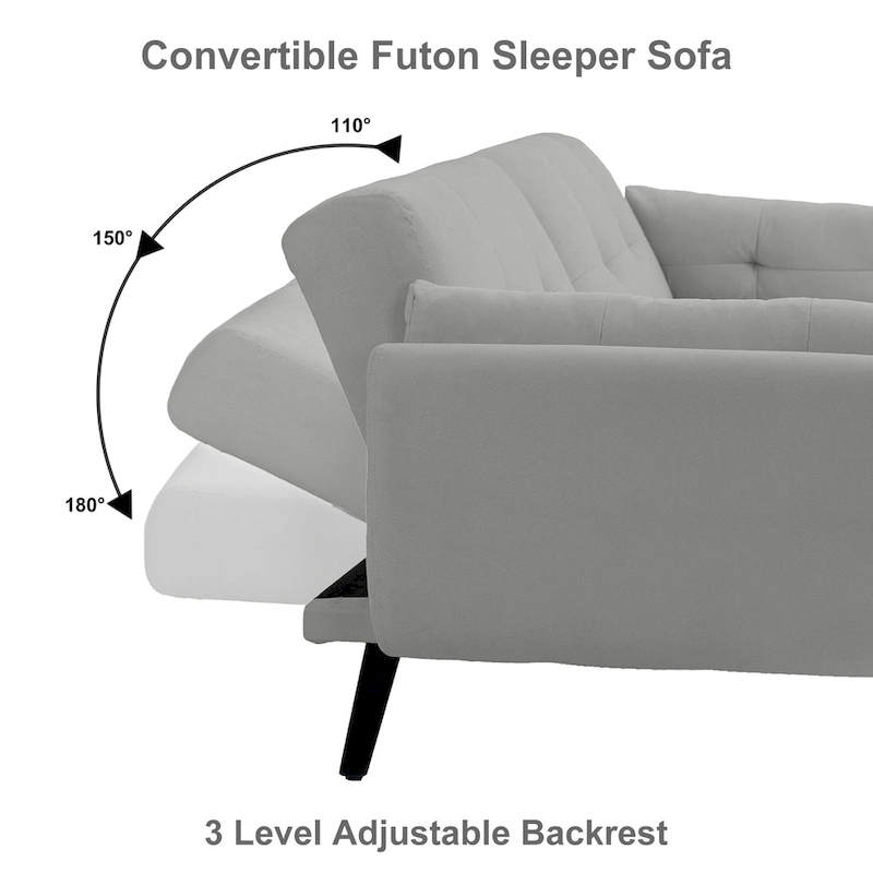 75 Convertible Sleeper Futon Sofa Bed With Adjustable Tufted Back