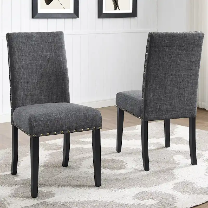 Fabric Dining Chairs with Nailhead Trim,Set of 2