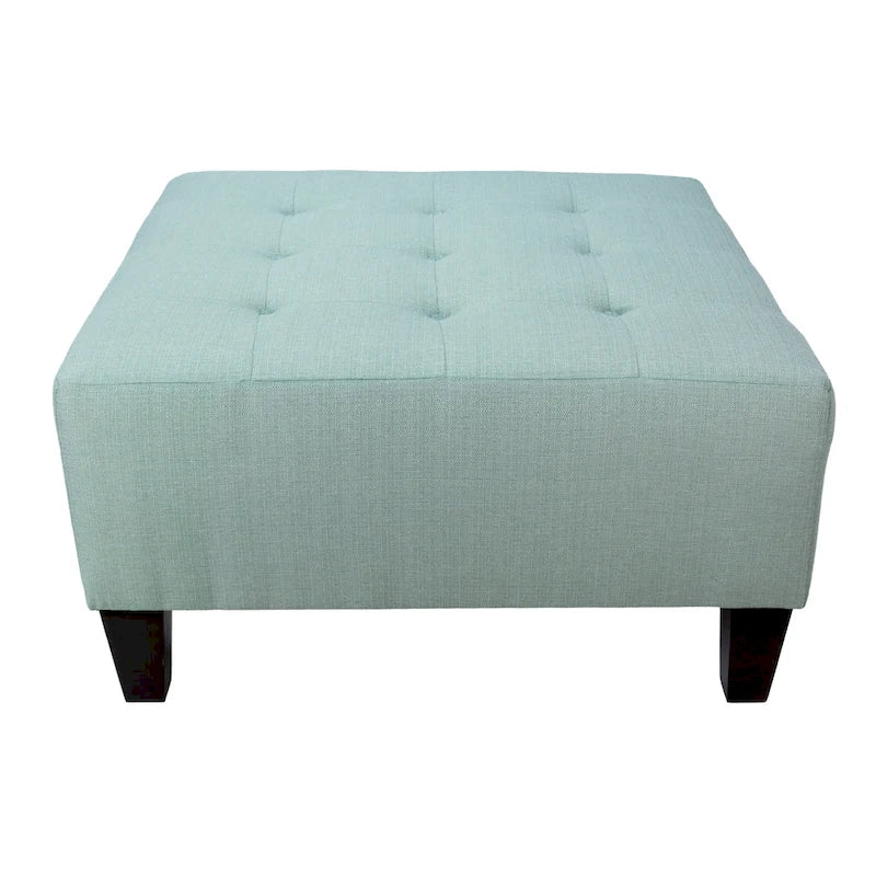 Button Tufted Upholstered Square Ottoman - 34 Inch