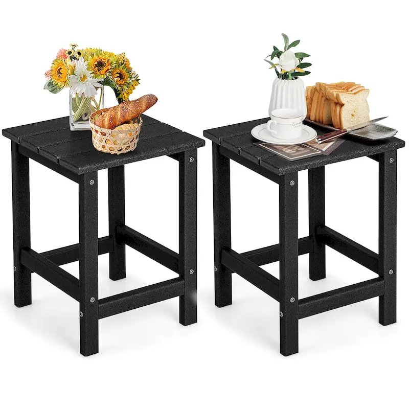 Gymax 2PCS 14 Patio Adirondack Side Table HDPE Square Weather