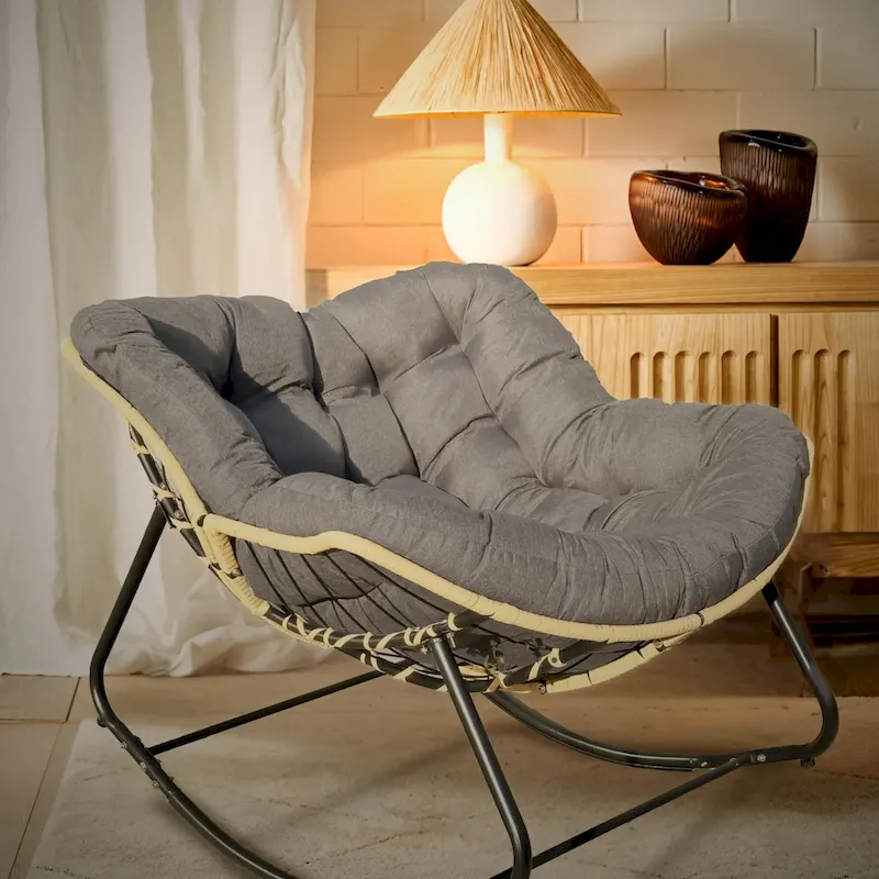 Egg Rocking Chair with Rattan Design