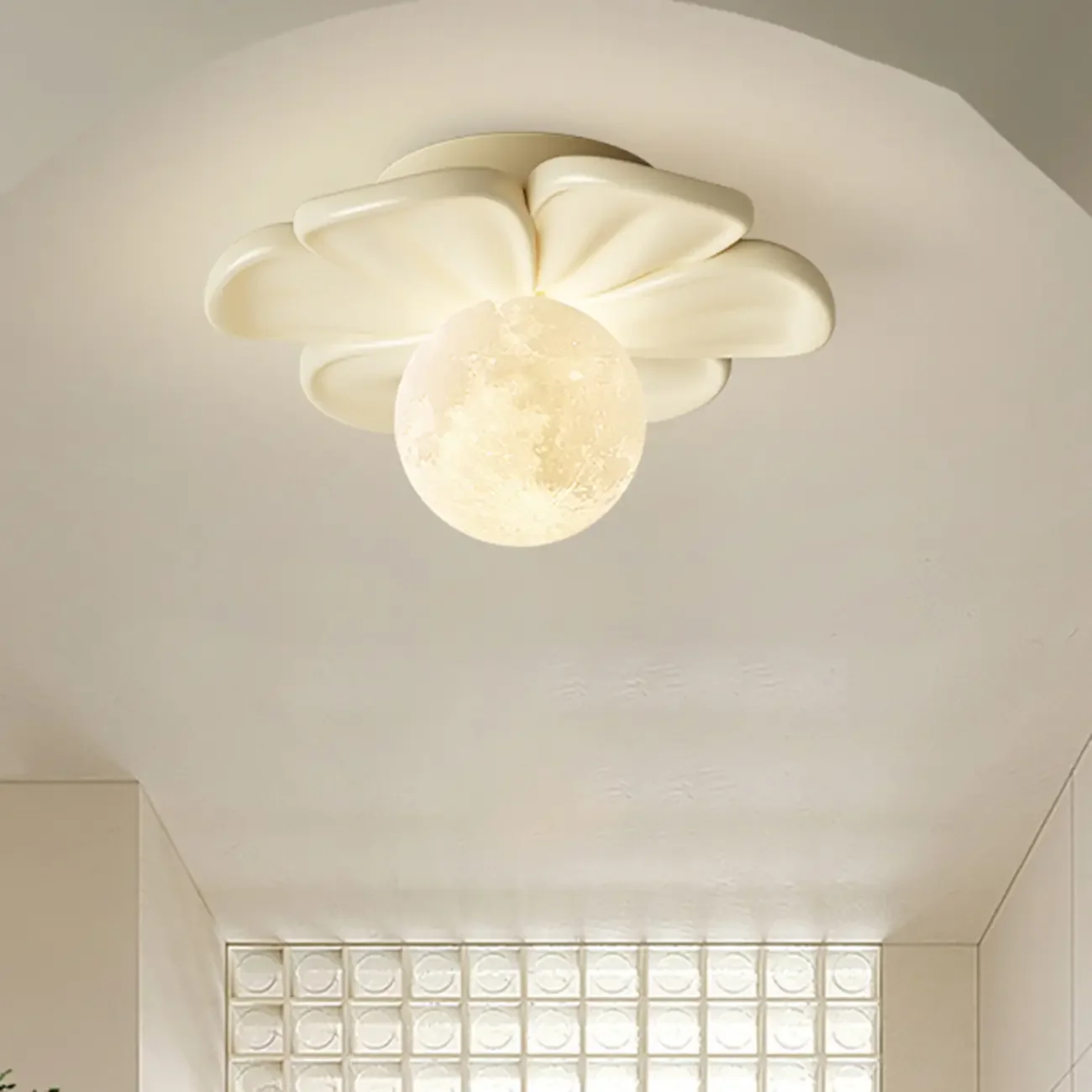 Modern Globe Resin Semi-Flush Ceiling Light for Living Room