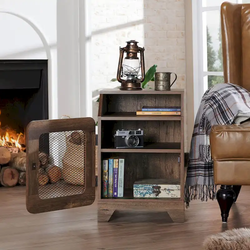 DH BASIC Rustic Oak 16-inch 3-Shelf End Table by Denhour