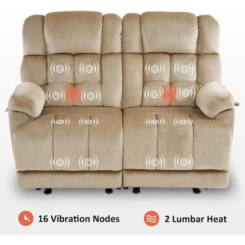 Power Reclining Loveseat, Red/Grey/Beige/Blue/Brown, Heat & Massage, Seats 2