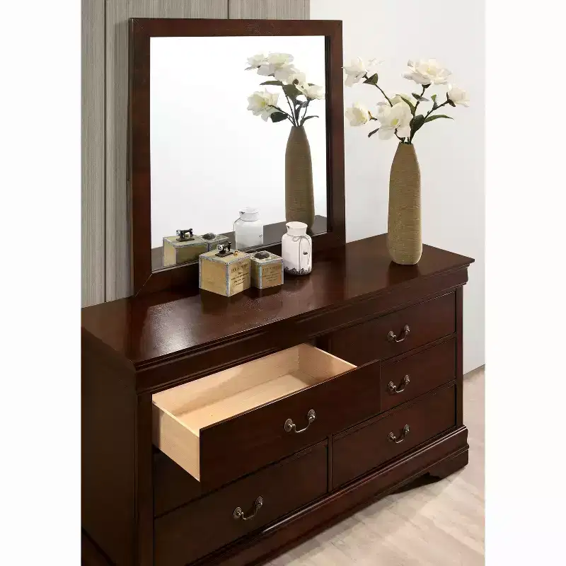 Sliver 6 Drawer Dresser Cherry - HOMES: Inside + Out: Transitional Style, Wood Veneer, Metal Hardware