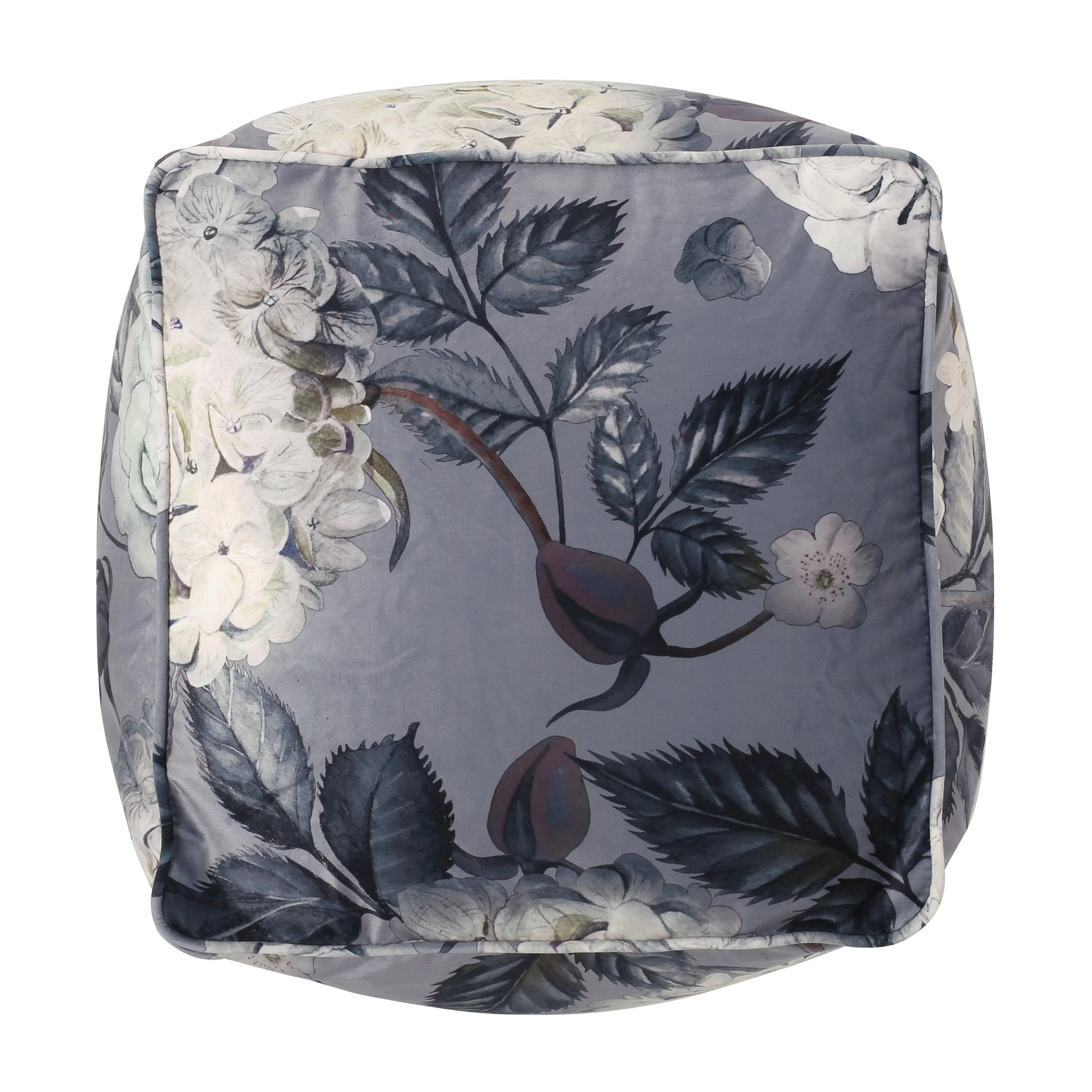 Traditional Fabric Flower Print Pouf - NH005413