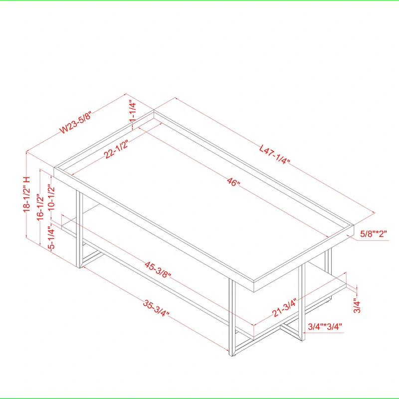 Alivia Rustic Black 47-inch Steel 1-Shelf Coffee Table by