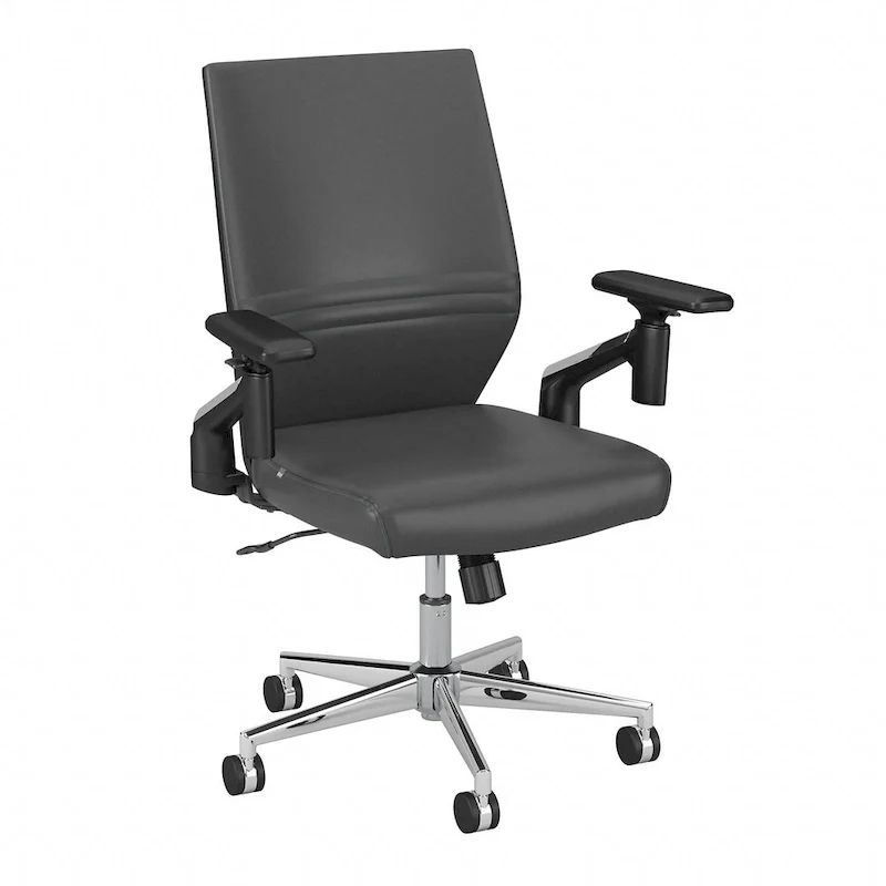 Mid Back Bonded Leather Office Chair with Adjustable Height and Armrests