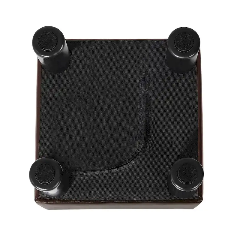 Adeco Footrest Stool Faux Leather Ottoman with Thick Upholstery