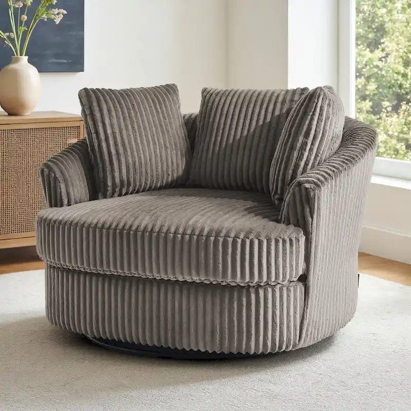 Swivel Tub Chair With Integrated Armrests And Removable, Washable Cover