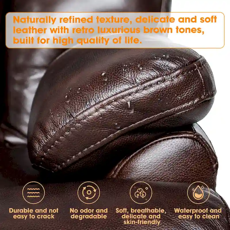 Top Grain Leather Power Recliner Chair Adjustable Headrest Extendable Footrest Zero Gravity Recliner