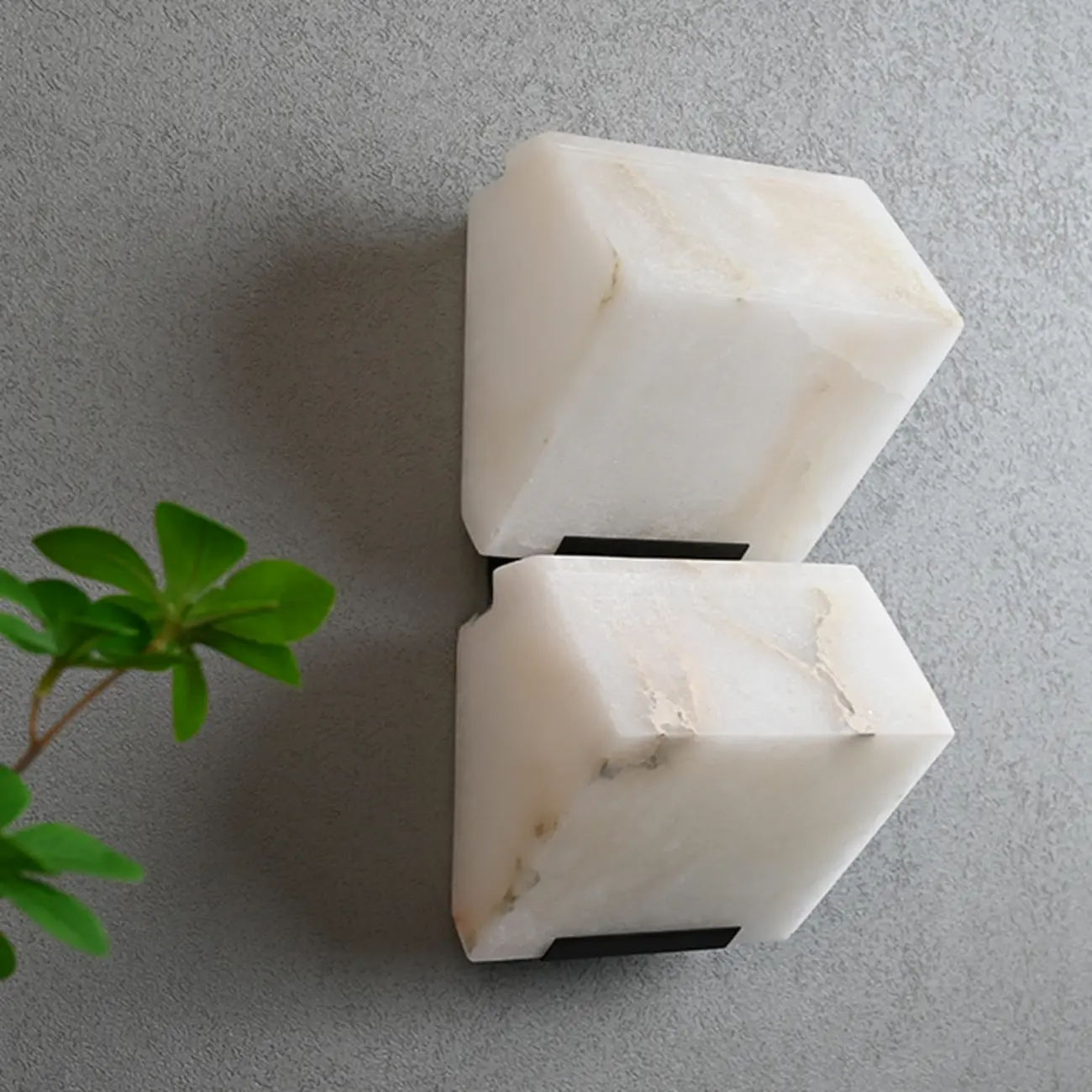 3-Light Geometric Metal Stone Shade Wall Sconce