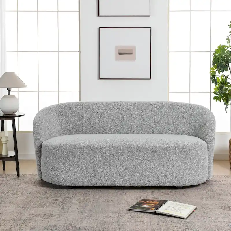KINWELL Sherpa Upholstered Loveseat Boucle Sofa Couch, 68W