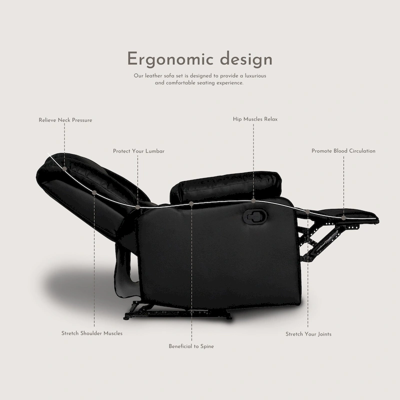 Manual Reclining 3-Piece Living Room Sofa Set - Sofa with Dropdown Table, Loveseat with Console, and Recliner