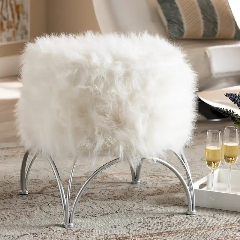 Silver Orchid Coburn Modern and Contemporary Upholstered Ottoman