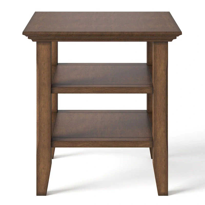Square End Table with Open Shelves - 19 Inch Wide