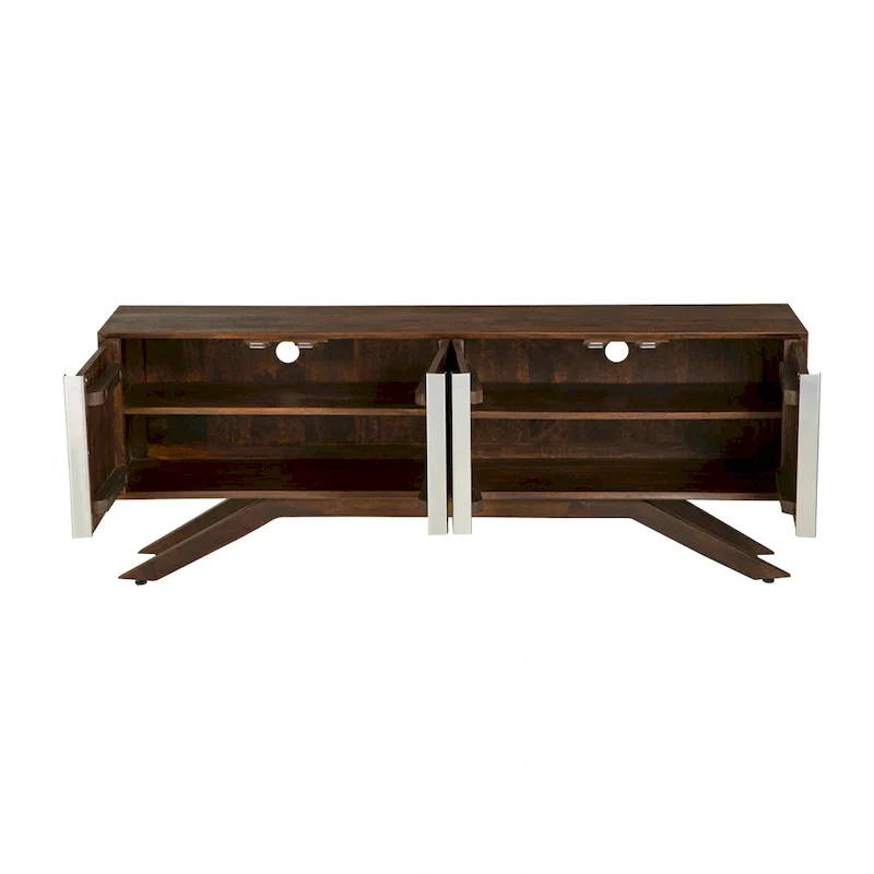 Modena Mid-Century Modern 59 Wide Solid Wood Walnut TV Stand