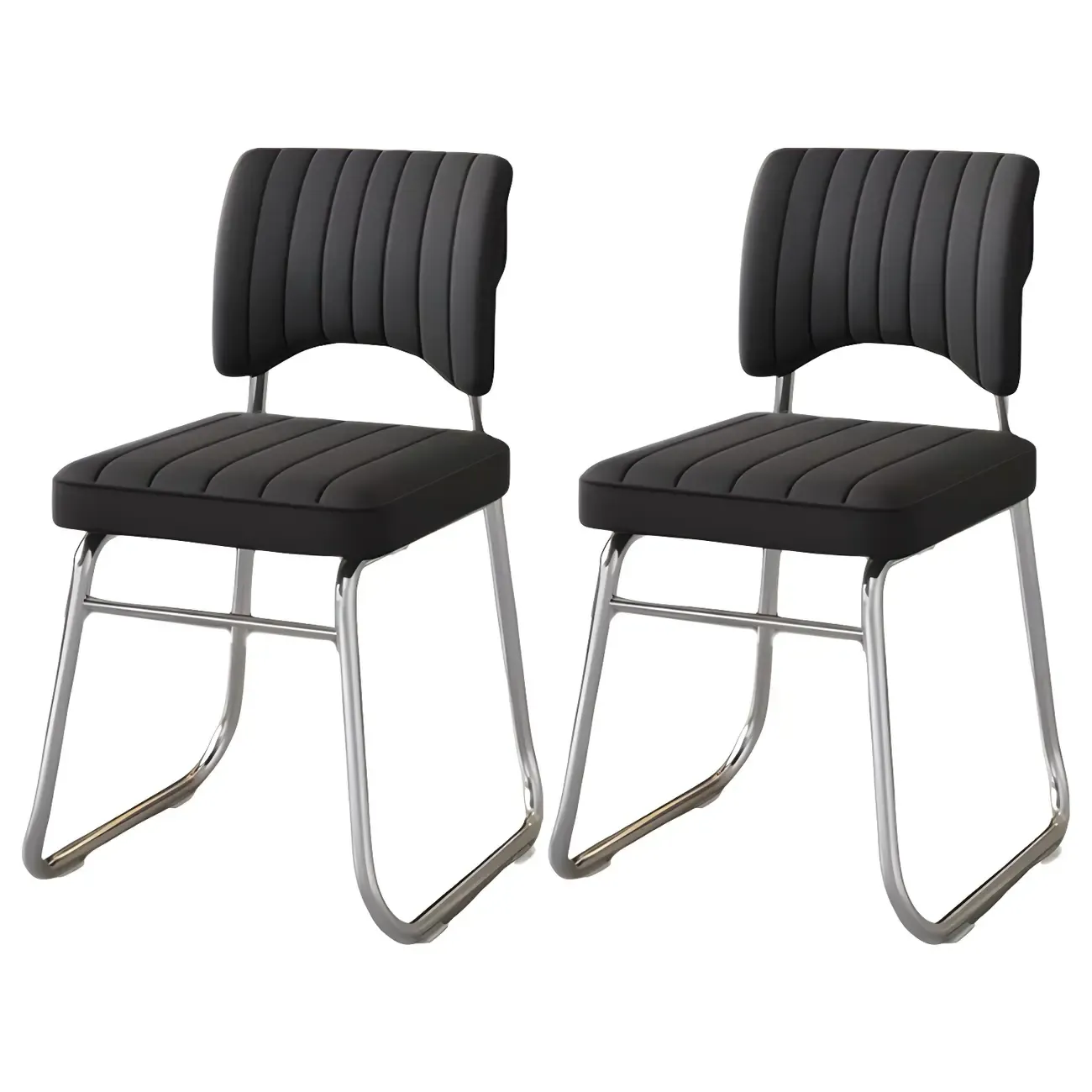 Modern Black Steel Leather Upholstered Office Chair