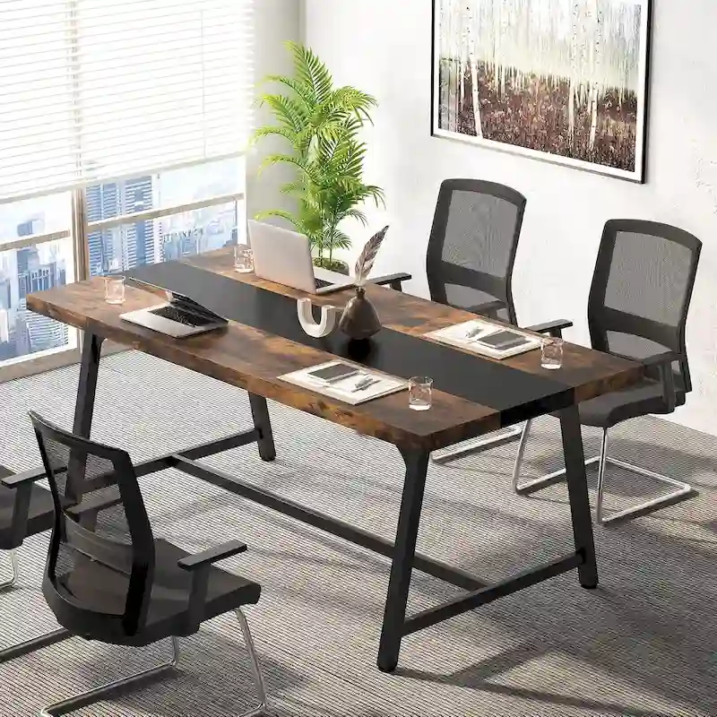 6FT Rectangle Conference Table, 70.87 Meeting Table for 6-8 People