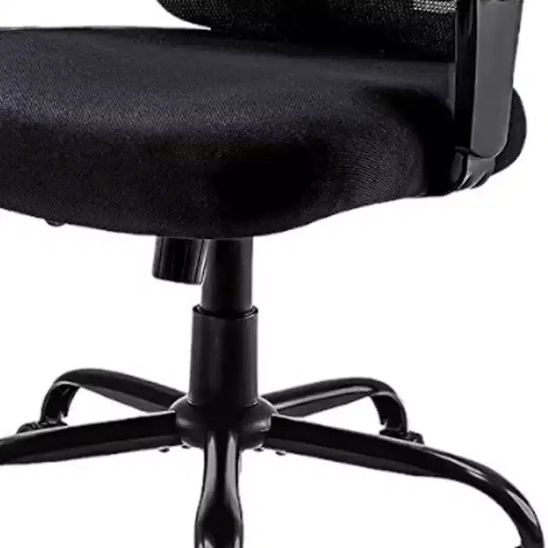 HomeRoots Black Fabric Mesh and Steel Adjustable Swivel Rolling Executive Office Chair