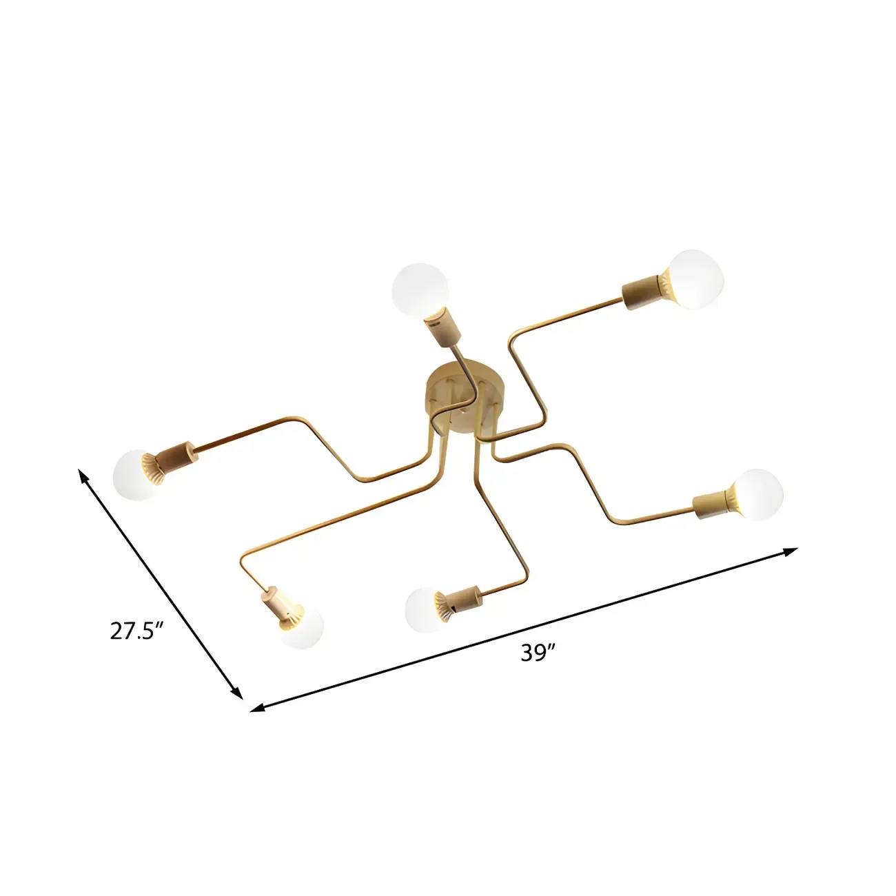 Industrial Branch Metal Semi Flush Ceiling Light