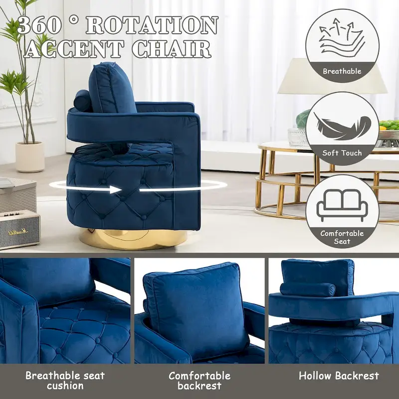 Fabric pull buckle living room rotating leisure chair, reception and negotiation chair