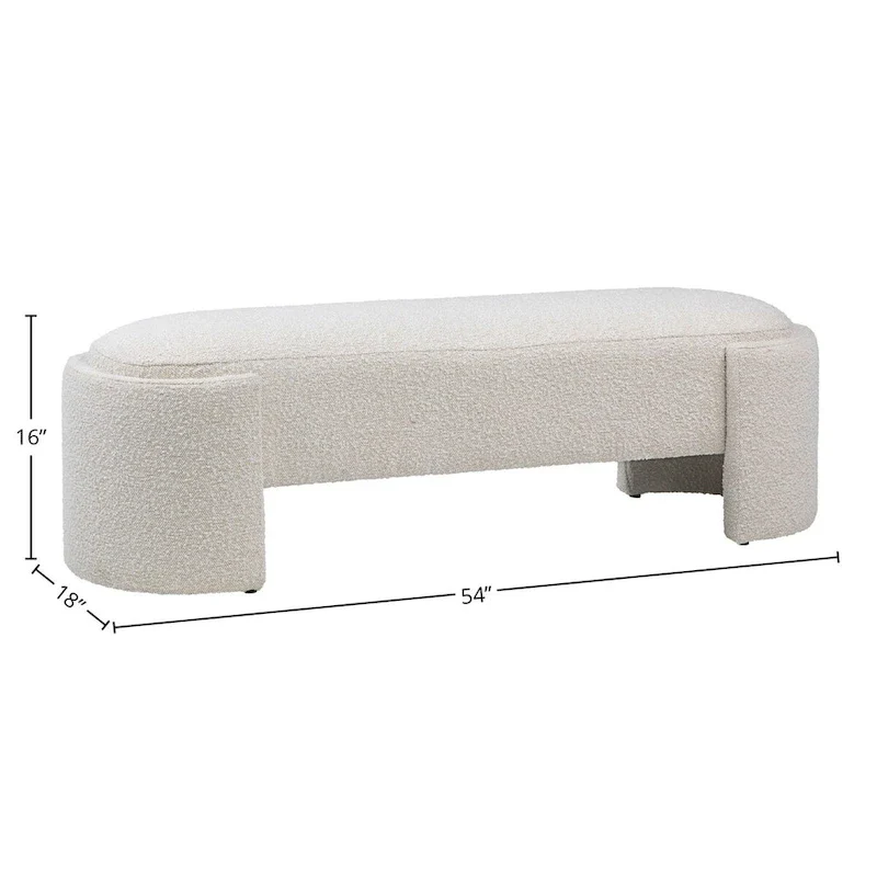 Off-White Boucle Oval Bench 54