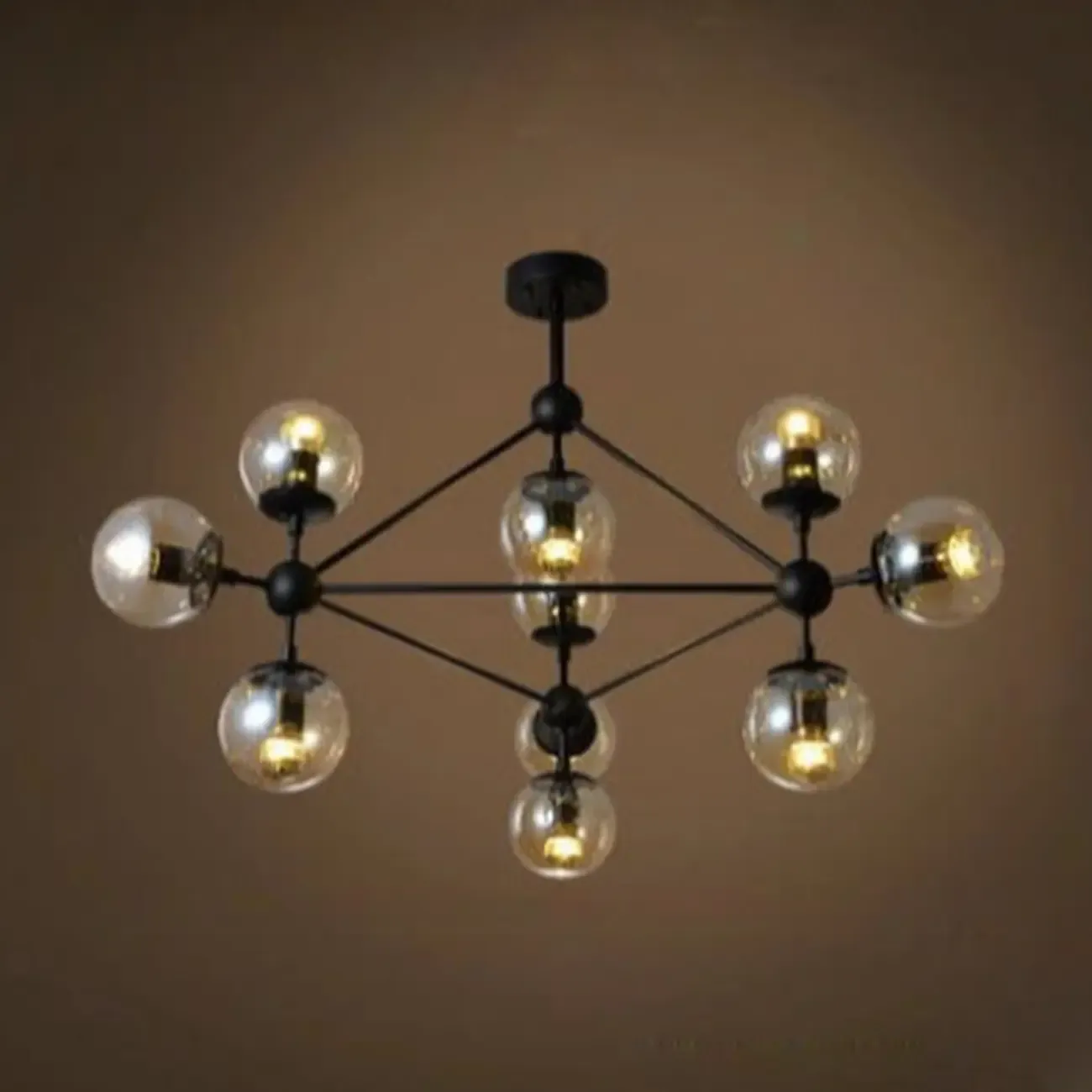 Multi-Light Modern Black LED Chandelier with Geometric Design