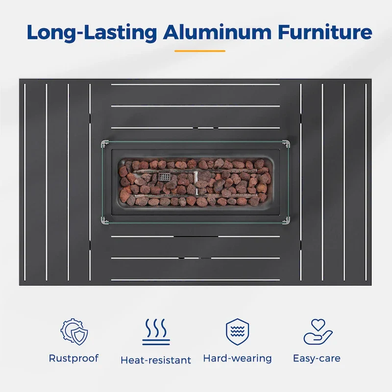 4 Pcs Patio Conversation Set with Propane Firepit