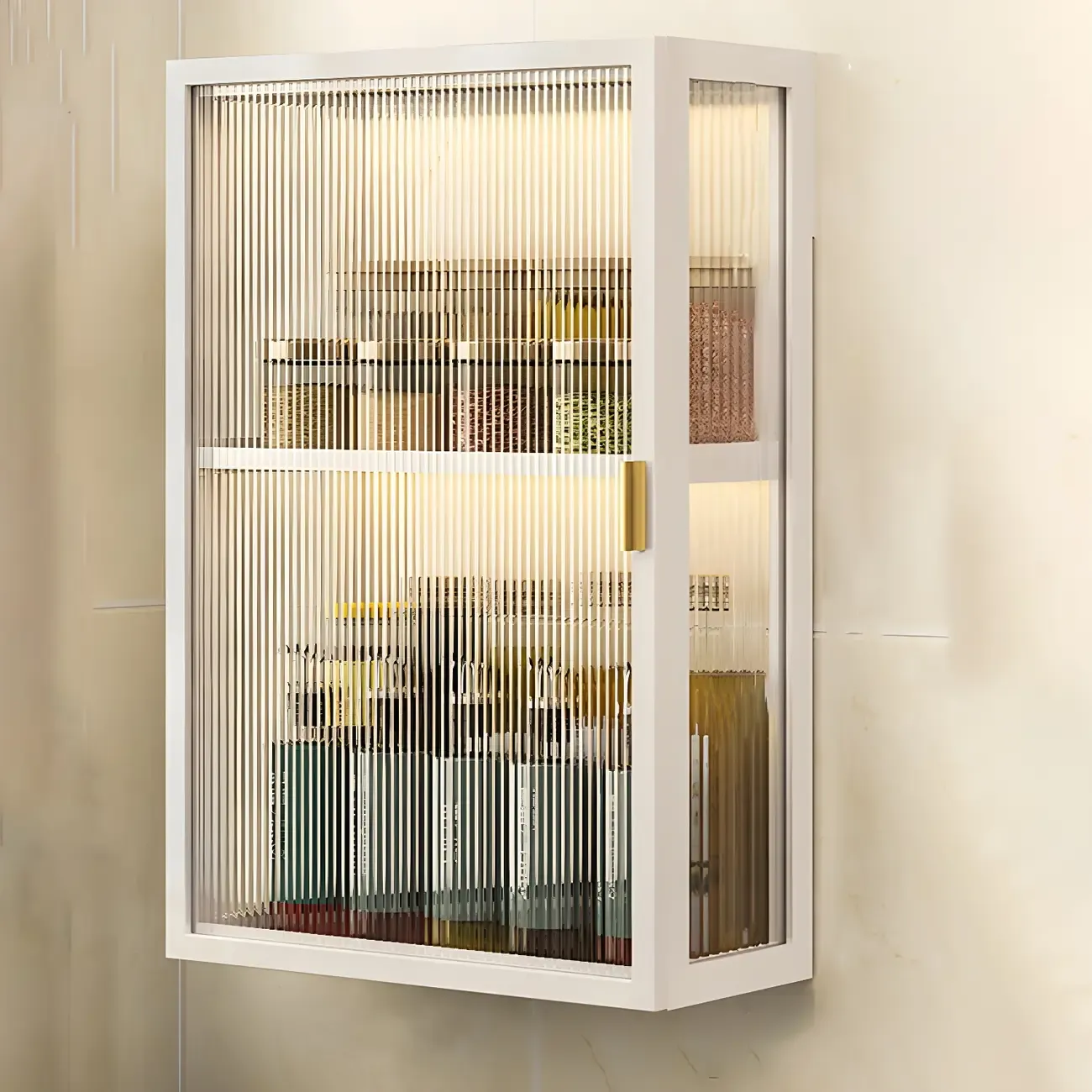 Kitchen Black Modern Metal Floating China Cabinet