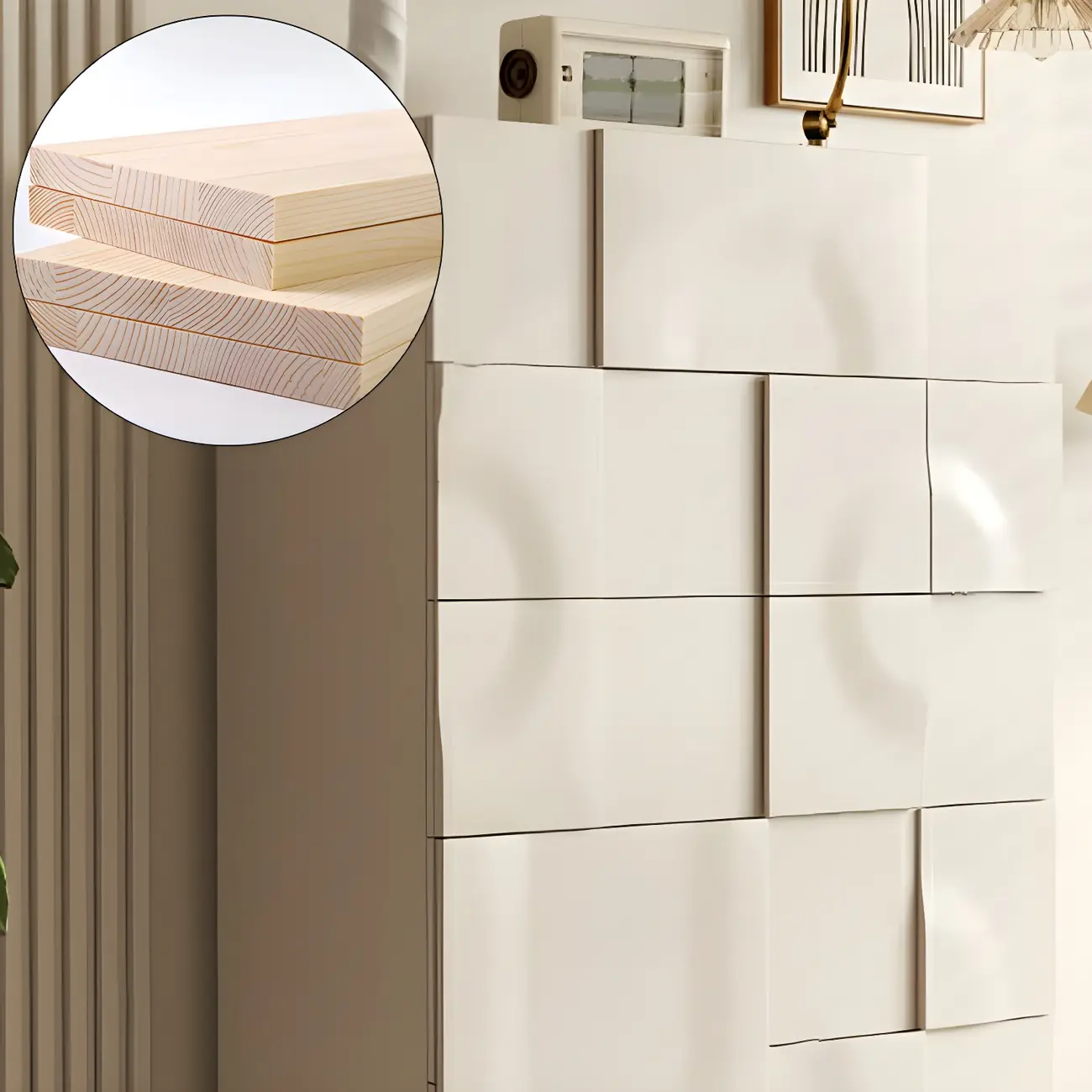 Modern White Wooden Sideboard with Multi-Drawers