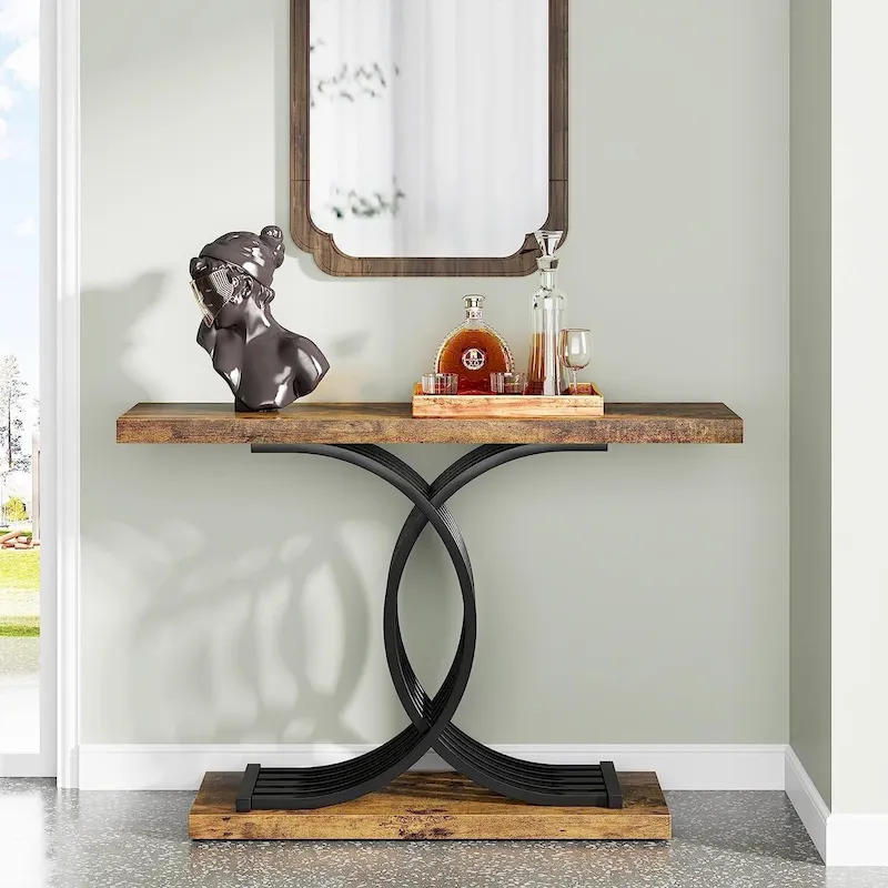 Console Table, Entryway Table with Geometric Legs, Sofa Table - 11.81D x 39.37W x 31.49H