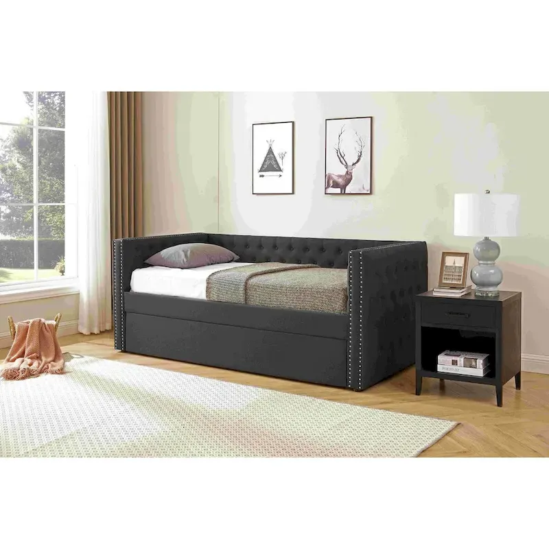 Upholstered Daybed with Storage Drawers