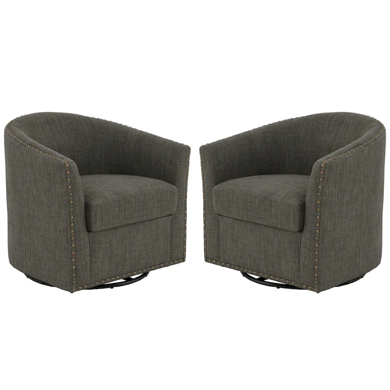 Nailhead Trim Upholstered Swivel Accent Chairs Set of 2