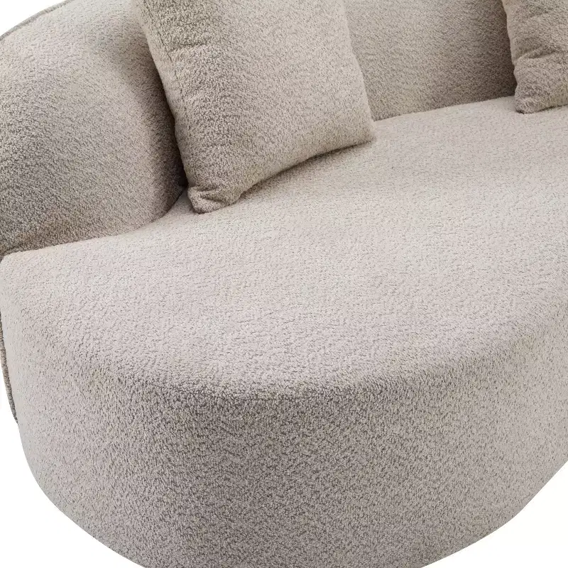 Christopher Knight Home Hailey 126 Modern Boucle Upholstered 5 Seater Curved Sectional Sofa with Pillows