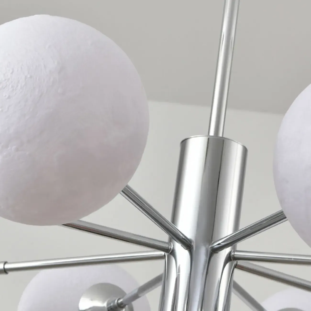 Modern Chrome Sputnik Chandelier with Globe Lampshade